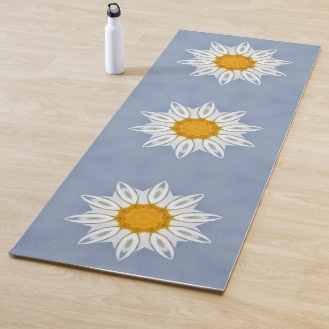 Tapis De Yoga Motif floral blanc (En situation)