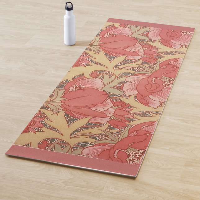 Tapis De Yoga Motif floral de Nouveau d'art de pavots de William (En situation)