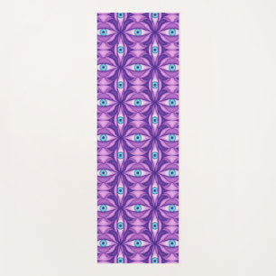 Tapis De Yoga Motif floral pourpre botanique abstrait yeux bleus