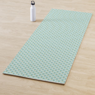 Tapis De Yoga Motif floral vintage bleu sarcelle et vert olive