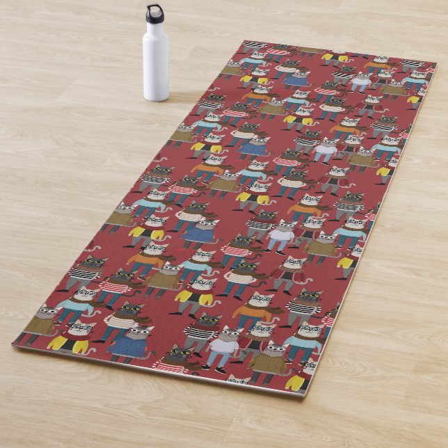 Tapis De Yoga Motif frais de chat de hippie (En situation)