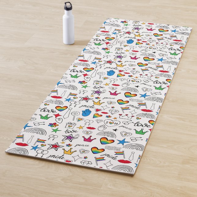 Tapis De Yoga Motif Gay pride Doodle (En situation)
