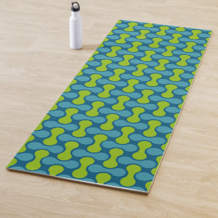 Tapis De Yoga Motif géométrique Abstrait rétro en bleu et vert