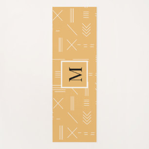Tapis De Yoga Motif géométrique de monogramme personnalisé jaune