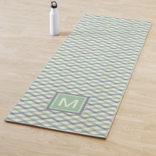 Tapis De Yoga Motif géométrique en pastel du monogramme