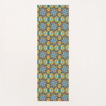 Motif géométrique fractal bleu et jaune