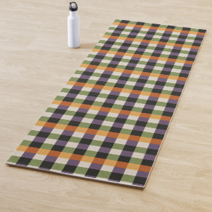 Tapis De Yoga Motif Halloween vert, violet et noir en vichy