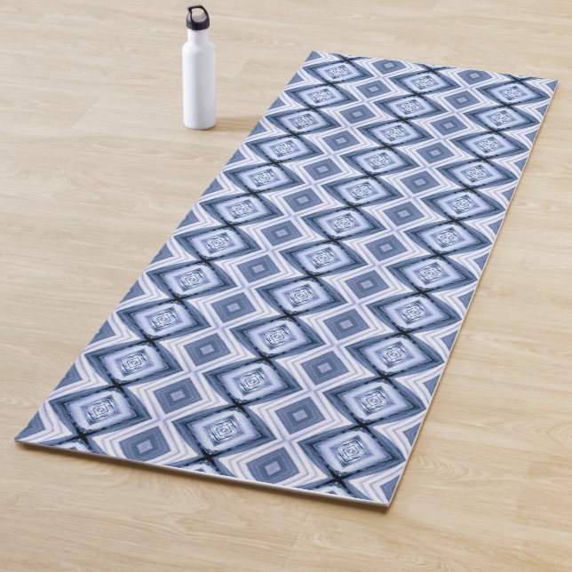 Tapis De Yoga Motif Harmony Diamants Bleus (En situation)