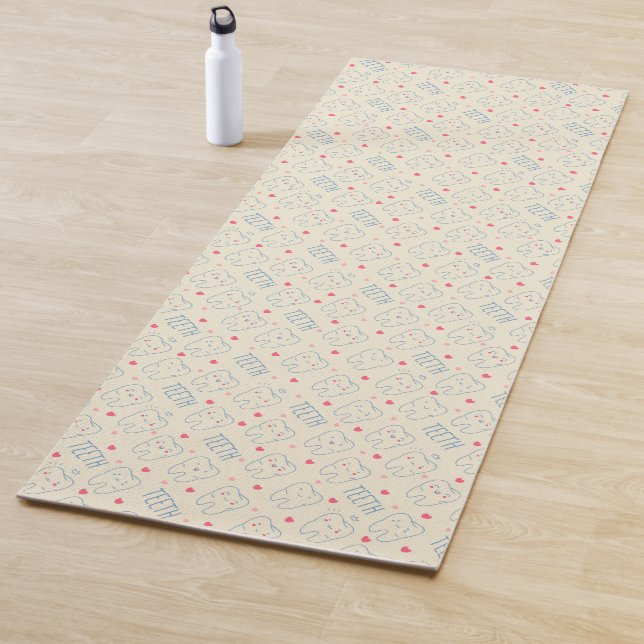 Tapis De Yoga Motif heureux en pastel de dents (En situation)