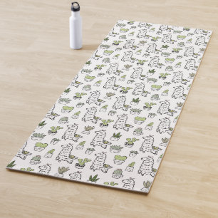 Tapis De Yoga Motif mignon d'alpaga et de cactus