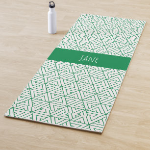 Tapis De Yoga Motif minimal blanc vert Hexagon