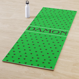 Tapis De Yoga Motif minimal triangles vert noir