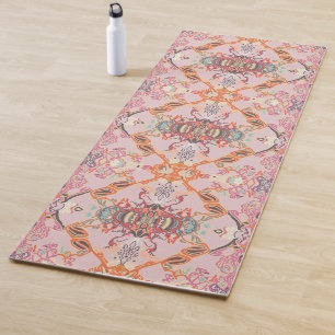 Tapis De Yoga Motif moderne chic baroque en rose orange violet