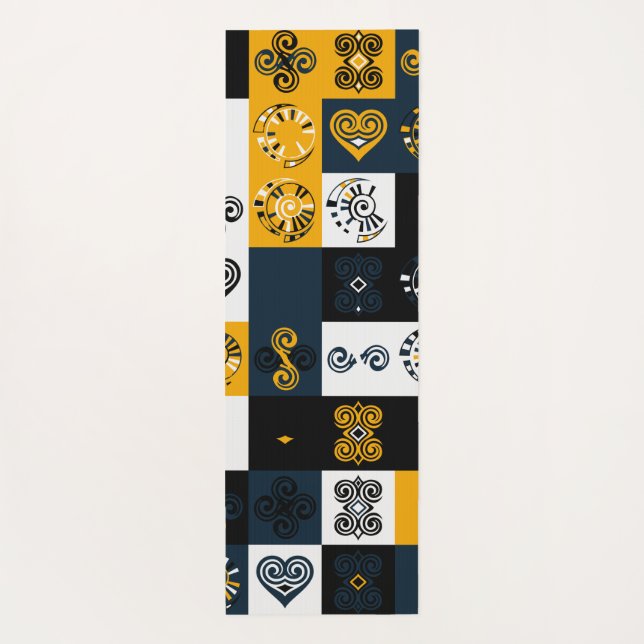 Tapis De Yoga Motif moderne géométrique tendance jaune (Dos)