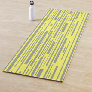 Tapis De Yoga Motif moderne gris et jaune rayures