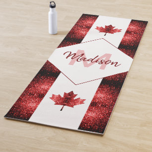 Tapis De Yoga Motif Monogramme du drapeau du Canada