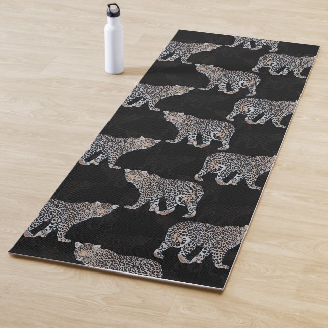 Tapis De Yoga Motif noir animal léopard simple (En situation)