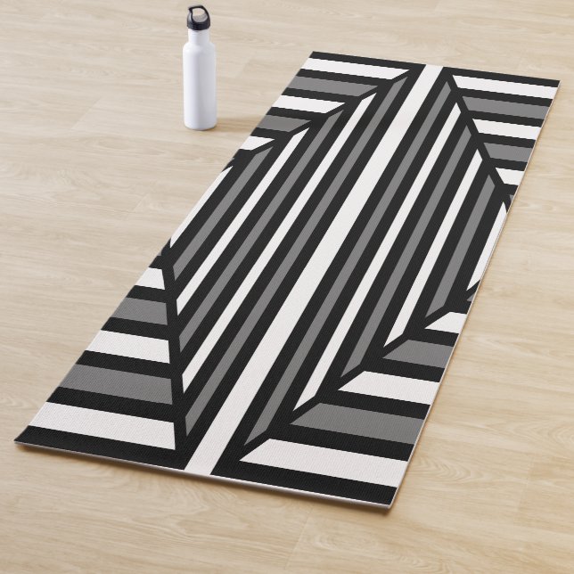 Tapis De Yoga Motif noir et blanc unique (En situation)