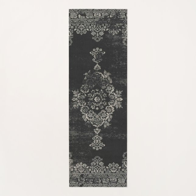 Tapis De Yoga motif oriental noir (Devant)