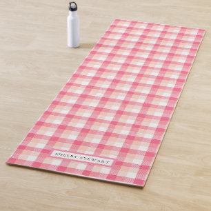 Tapis De Yoga Motif Pink Tartan Plaid Nom personnalisé