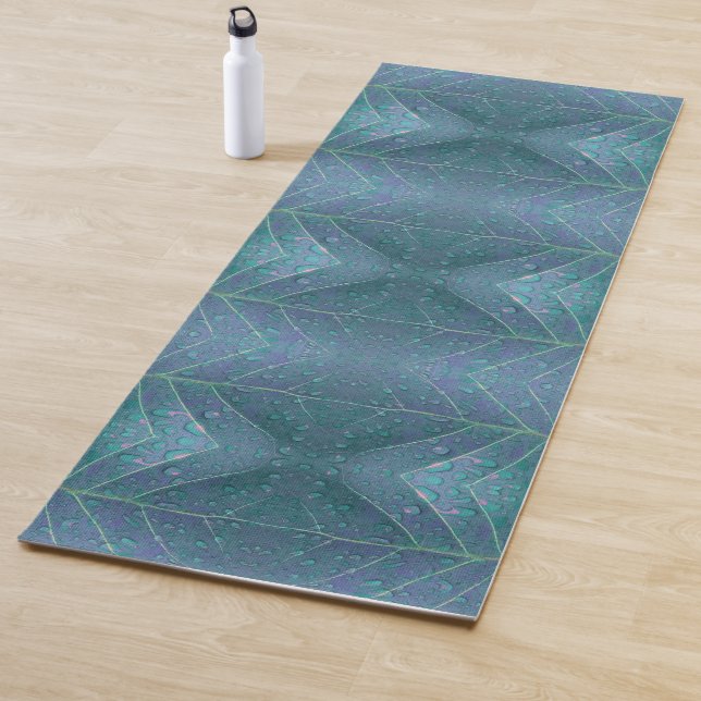 Tapis De Yoga Motif Raindrops en bleu (En situation)