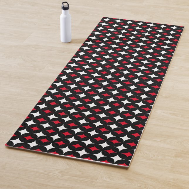 Tapis De Yoga Motif Red White Star sur Black (En situation)