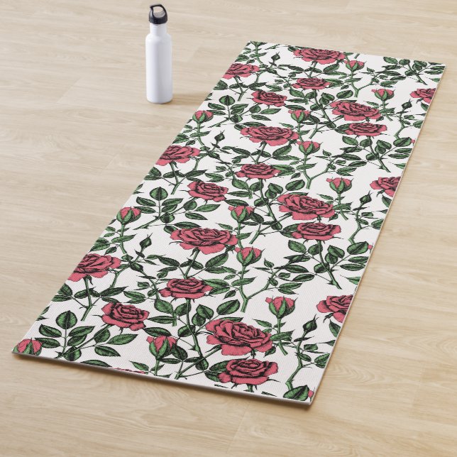 Tapis De Yoga motif rose (En situation)