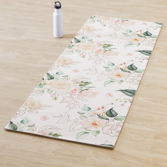Tapis De Yoga Motif rose Floral Garden (En situation)