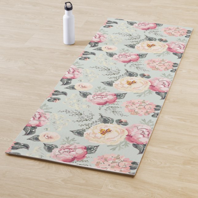 Tapis De Yoga Motif rose Rose Garden (En situation)