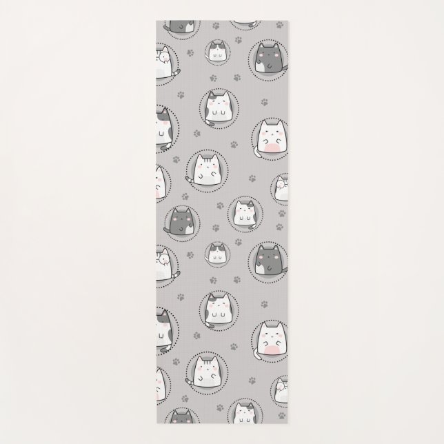 Tapis De Yoga Motif sans joint Cute Kawaii Chats Paw (Devant)