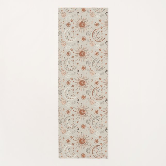 Tapis De Yoga Motif Soleil et Lune Boho (Devant)