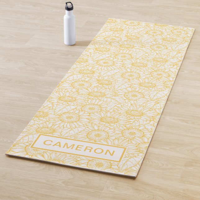 Tapis De Yoga Motif Sunny Sunflower (En situation)
