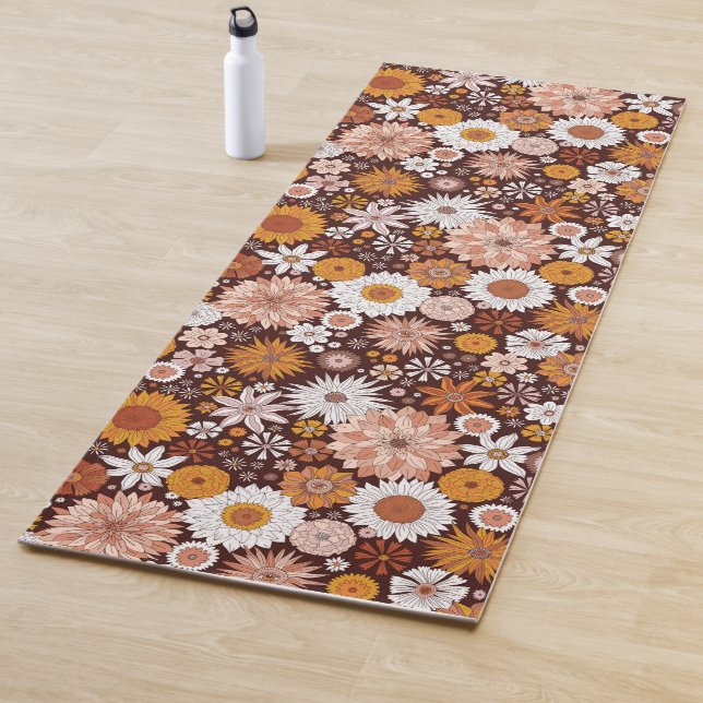 Tapis De Yoga Motif super Retro Flower Garden (En situation)