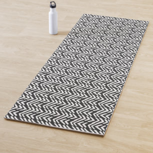 Tapis De Yoga Motif tiré par la main noir de Chevron