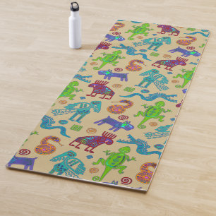 Tapis De Yoga Motif tribal primitif de la culture mexicaine afri
