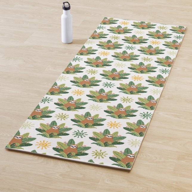 Tapis De Yoga Motif tropical de paresse (En situation)