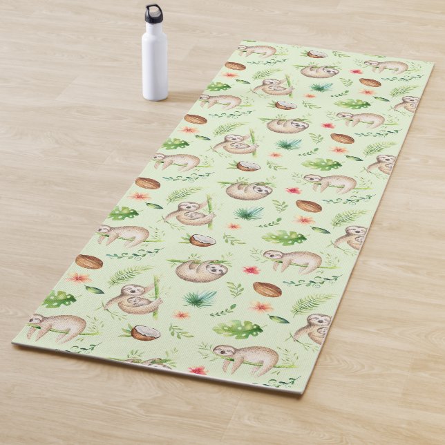 Tapis De Yoga Motif tropical de paresse de noix de coco (En situation)