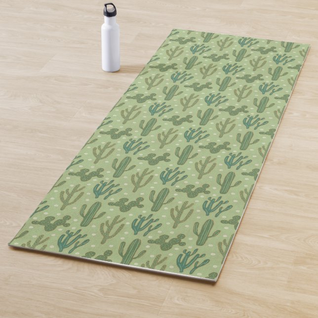 Tapis De Yoga Motif vert de cactus d'étape | de Geo de sud-ouest (En situation)
