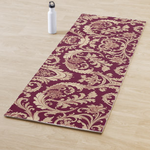 Tapis De Yoga Motif Vintage marron et beige