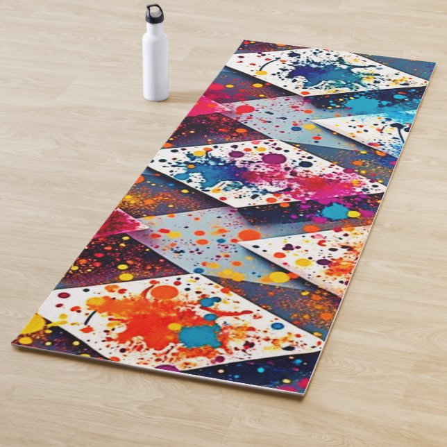 Tapis De Yoga Motifs Abstraits dynamiques en diamant (En situation)