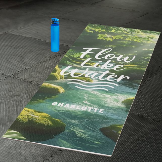 Tapis De Yoga Motivation citation flux bleu comme forêt d'eau (Créateur téléchargé)
