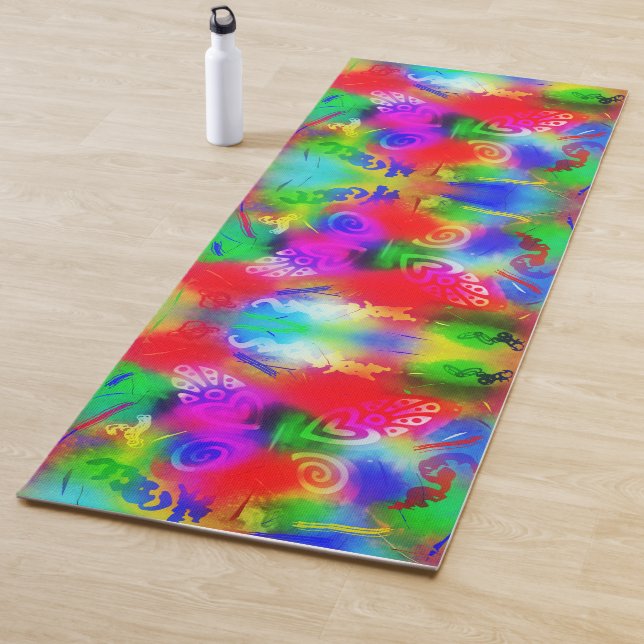 Tapis De Yoga Multicolore papillon (En situation)