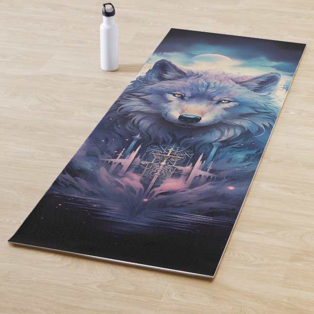 Tapis De Yoga Mystic Moon Wolf Guardian (En situation)
