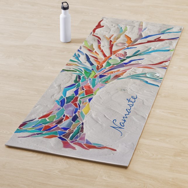 Tapis De Yoga Namaste Arc-en-ciel Couleurs Mosaïque Arbre Yoga M (En situation)