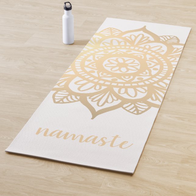 Tapis De Yoga Namaste Gold Mandala Flower (En situation)