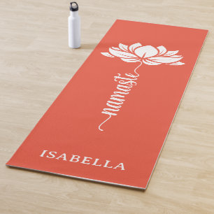 Tapis De Yoga Namaste Lotus Flower Modern Orange Rouge Nom Perso