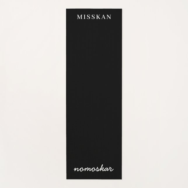 Tapis De Yoga Namaste Modern Name Spiritual Meditation Black (Devant)