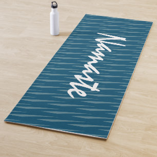 Tapis De Yoga Namaste Quote Blue and Green Fitness Motif