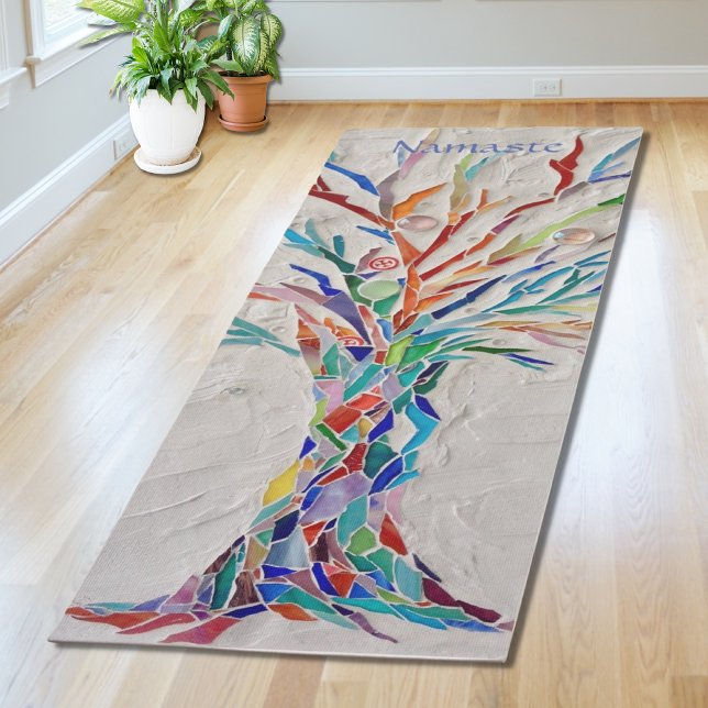 Tapis De Yoga Namaste Rainbow Colors Mosaic Tree (Créateur téléchargé)