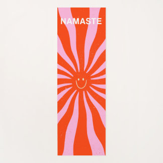 Tapis De Yoga Namaste Retro Sun Abstrait Orange Rose 